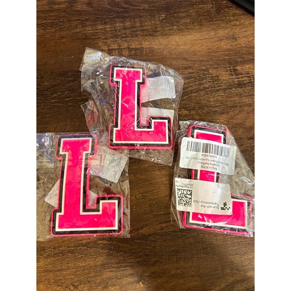 Letter L Bogg Bag/Croc Charm Pack of 3 Pink Black White for Crafts Apparel